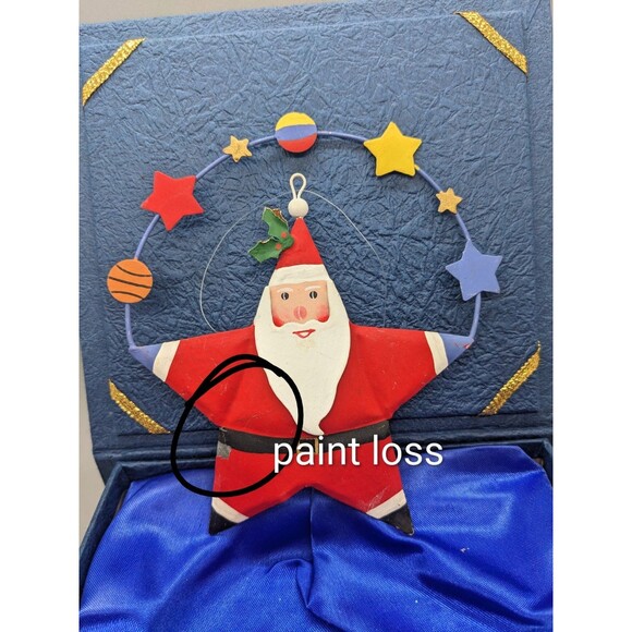 Christmas Ornament Lot 3 Rustic Primitive Farmhouse Folk Art  Metal Santa, Angel - Picture 4 of 16